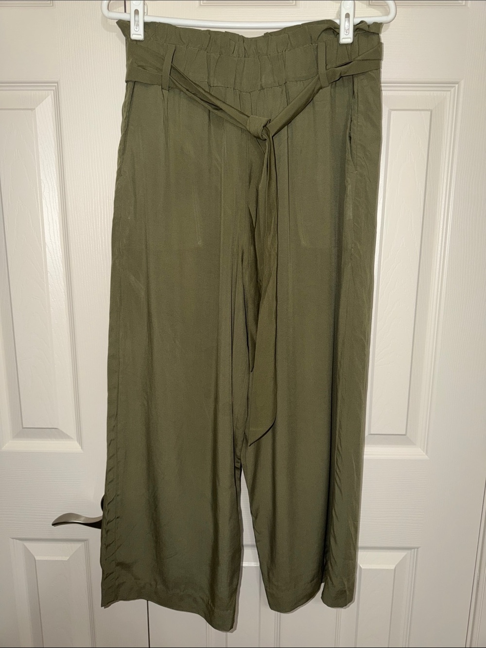 J. Crew Olive Green Wide-Leg Paperbag Waist Pants